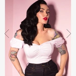 Vixen by Micheline Pitt white powderpuff top large